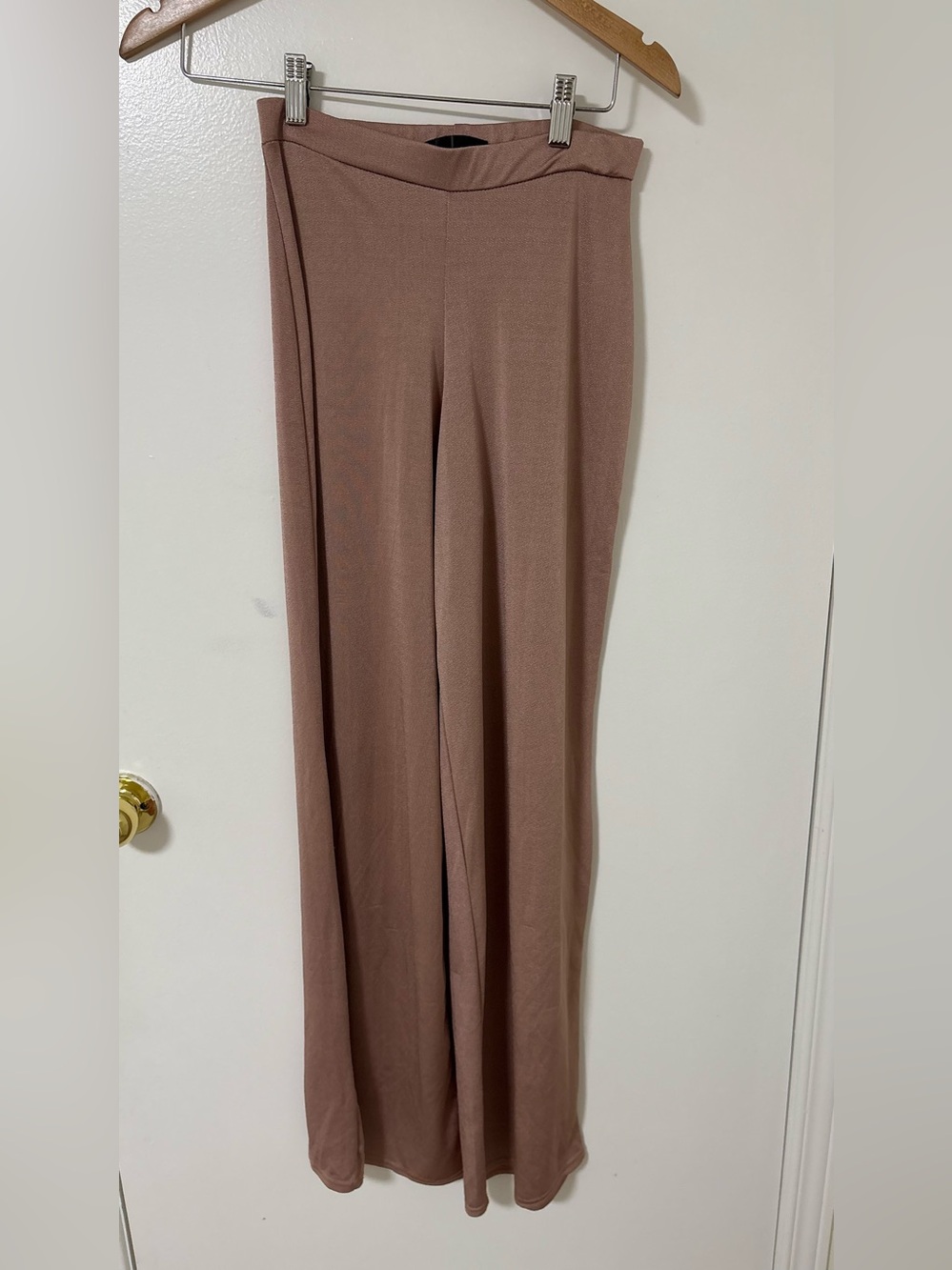 Wide Leg High Waist Pants - Mauve Brown